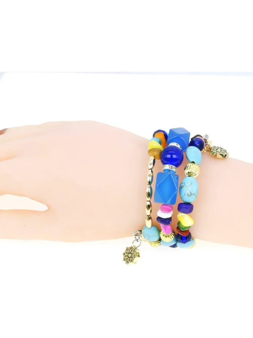 Boho Multilayer Agate Bead Charm Bracelets for Women | Vintage Jade Yoga Bangles